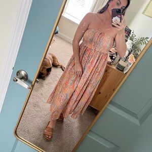 Bluivy Peach Smocked 3 ways to wear Dress multicolor paisley